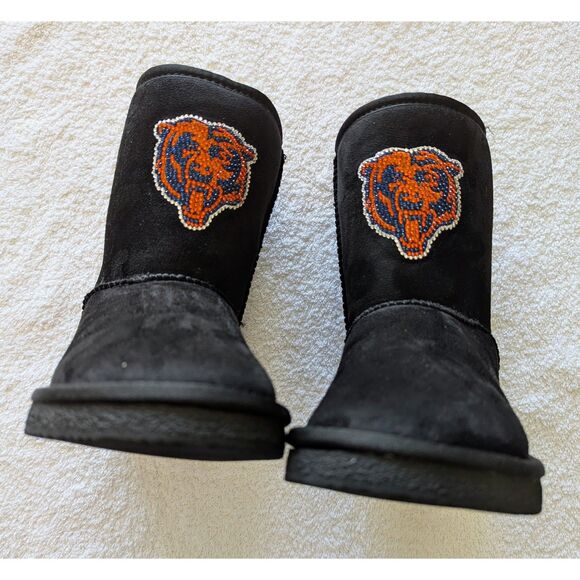 HSN faux suede & fur Chicago Bears calf high boots  Sz 6 - Picture 14 of 14